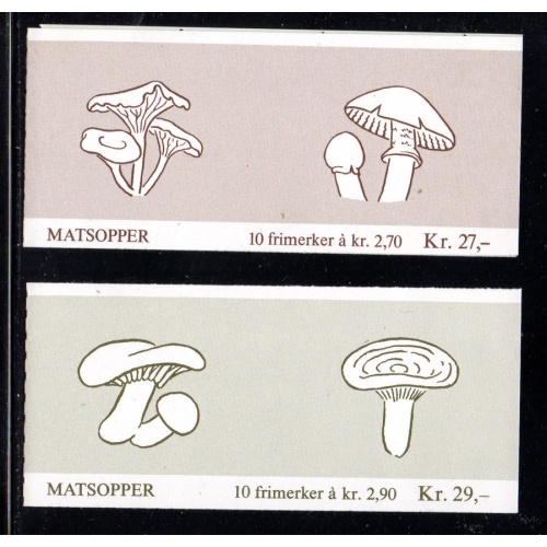 Norway Scott 885a, 887a 1987-8 Mushroom stamp booklets mint NH