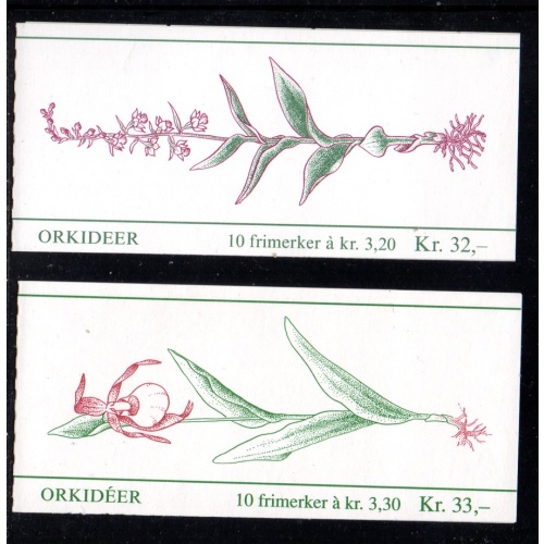 Norway Scott 971a, 973a 1990 1992 Orchid stamp booklets mint NH