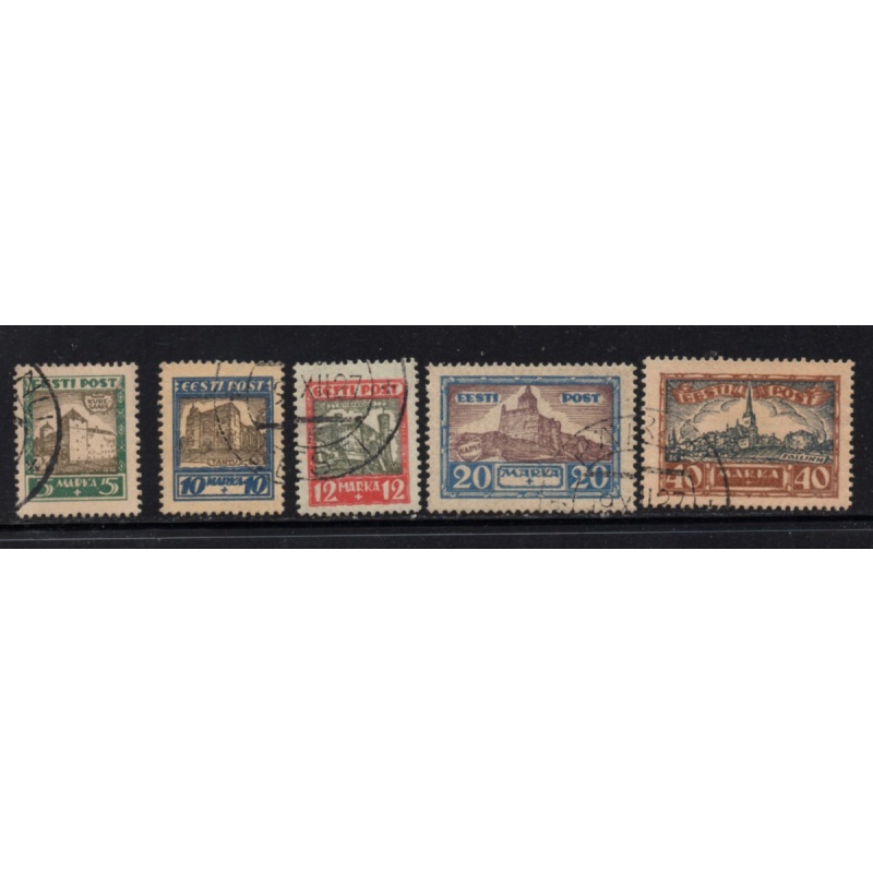 Estonia Sc B15-B19 1927 Buildings semipostal stamp set used