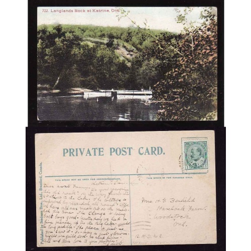 Canada-cover #5018-1c p/c-partial Katrine Station-Langlands Rock at Katrine Ont.-