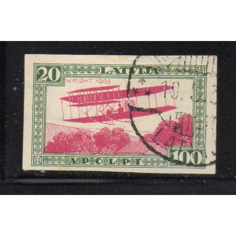 Latvia ScCB12a 1932 Wright Brothers Biplane stamp imperf used
