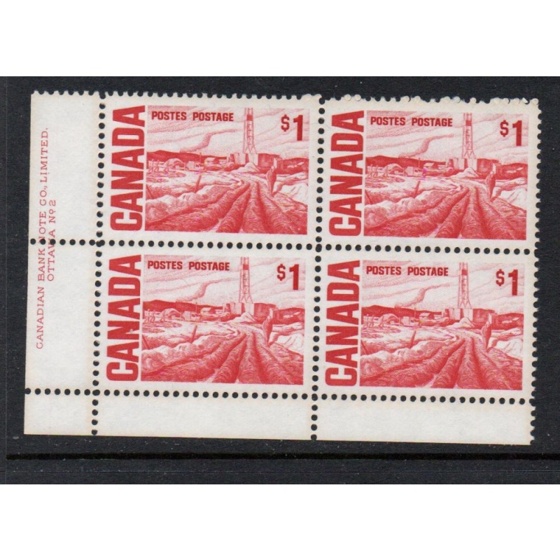 Canada Sc 465b  Plate 2 1971 $1 Oil Field stamp Plate Block of 4 LL mint NH