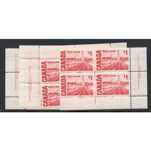 Canada Sc 465B 1967 $1 Oil Wells  Plate 1 matched set Plate Blocks mint NH
