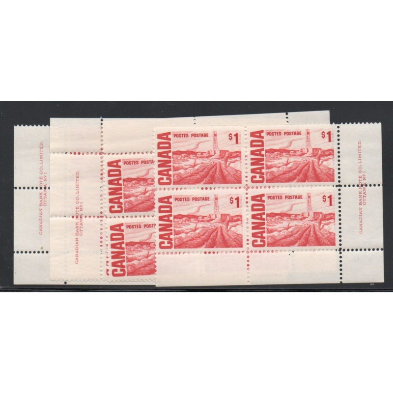 Canada Sc 4658 Pl 1 1967 $1 Edmonton Oil Field Matched set plate blocks mint NH