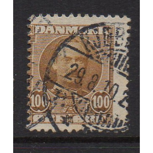 Denmark Sc 78 1907 100 ore bistre brown Frederik VIII stamp used