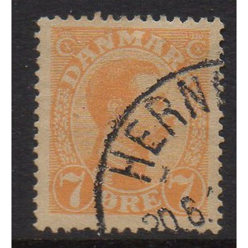 Denmark Sc 98 1918 7 ore orange Christian X stamp used