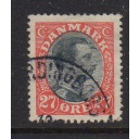 Denmark Sc 110 1918 27 ore vermilion & black Christian X stamp used