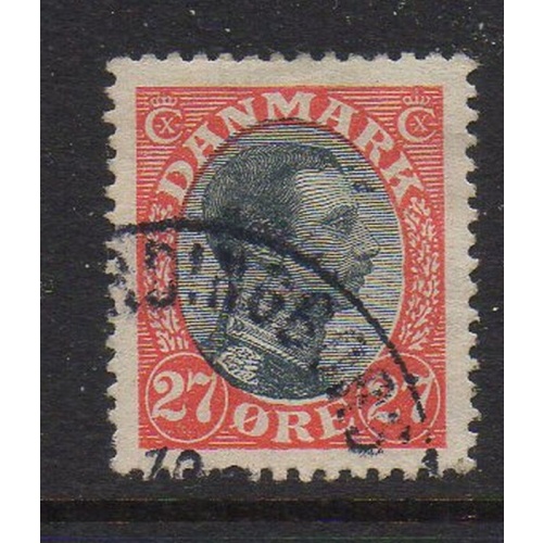 Denmark Sc 110 1918 27 ore vermilion & black Christian X stamp used
