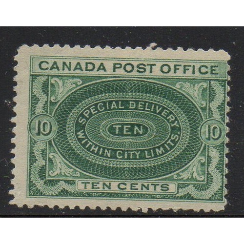 Canada Sc E1 1898 10 c blue green Special Delivery stamp mint