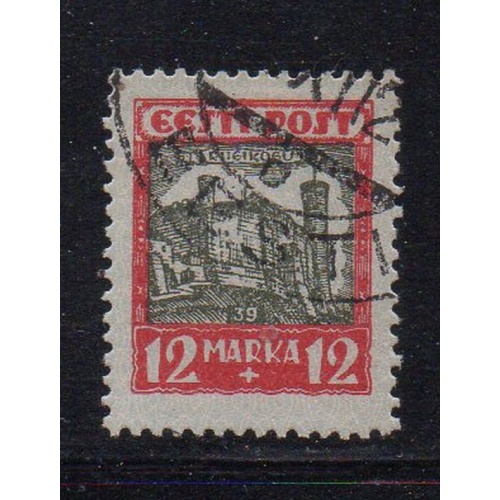 Estonia Sc B17 1927 12m plus  12m Tallinn Castle Charity stamp used