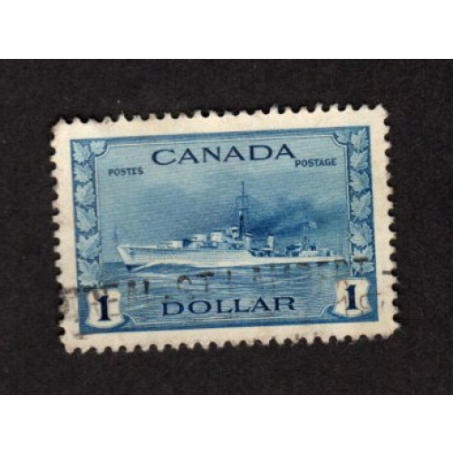 CANADA USED 1 DOLLAR DEEP BLUE DESTROYER # 262 VF