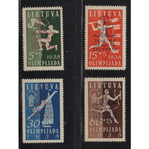 Lithuania Sc B47-50 1938 Boy Scout  overprint stamp set mint
