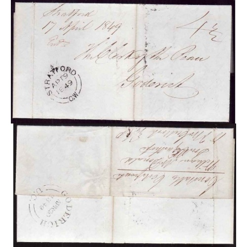Canada-cover #13068-Stampless-Perth Cnty-Stratford,CW-Ap 19 1849-4&1/2 [Constab