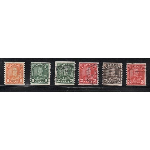 Canada Sc 178-83 1930-31 G V arch issue coil stamp set used