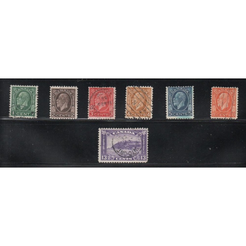 Canada Sc 195-201 1932 George V Medallion issue stamp set used