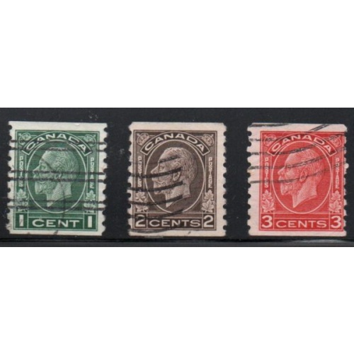 Canada Sc 205-07 1933 G V Medallion issue coil stamp set used
