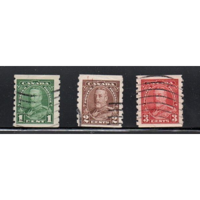 Canada Sc 228-30 1935  George V  coil stamp set used