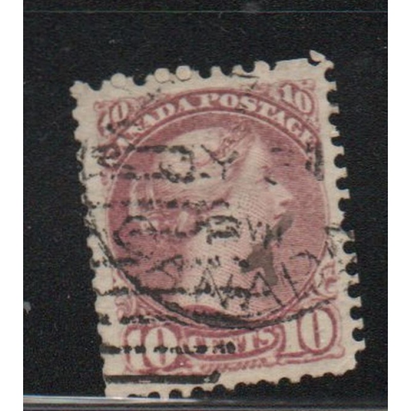 Canada Sc 40 1877 10c dull rose lilac small Queen Victoria stamp used