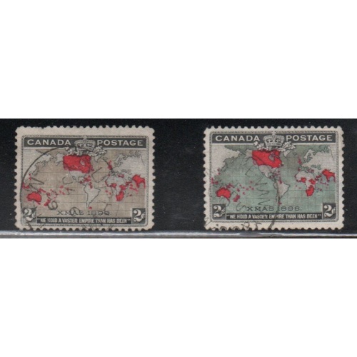 canada Sc 85-86 1898 Map, Christmas stamp set used