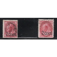 Canada Sc 87-88 1899 2 c on 3 c surcharged stamp set used