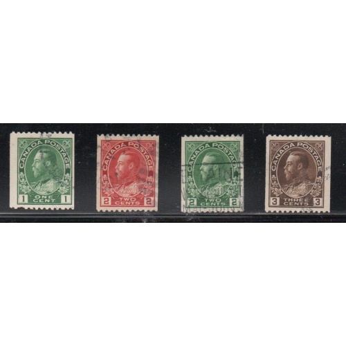 Canada Sc 131-34 1915-1924 George V Admiral coil stamp set used