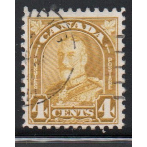 Canada Sc 168 1930 4c yellow bistre G V arch issue stamp used