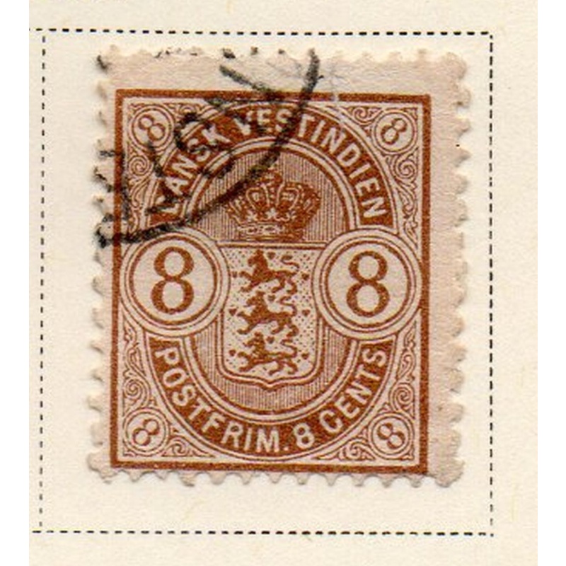 Danish West Indies Sc 30 1903 8c brown  seal stamp used