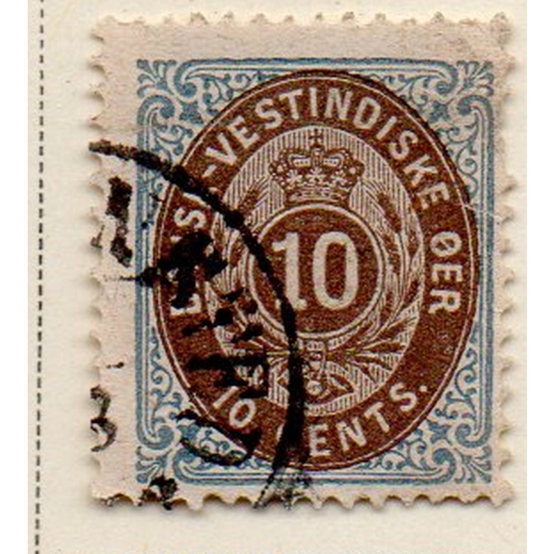 Danish West Indies Sc 10 1876 blue & brown stamp used