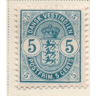 Danish West Indies Sc 22 1900 5c light blue seal stamp mint