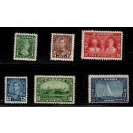 Canada Sc 211-16 1935 Silver Jubilee George V stamp set mint