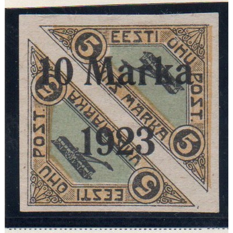 Estonia Sc  C4 1923 10 marka overprint Biplane airmail stamp mint