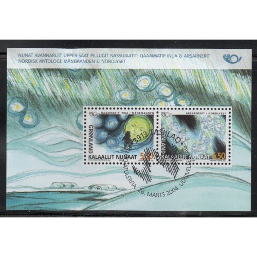 Greenland Sc 428a 2004 Norse Mythology stamp sheet used