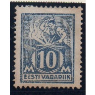 Estonia Sc 72 1922 10 m deep blue Blacksmith stamp mint