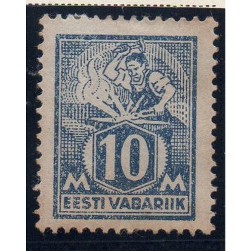 Estonia Sc 72 1922 10 m deep blue Blacksmith stamp mint