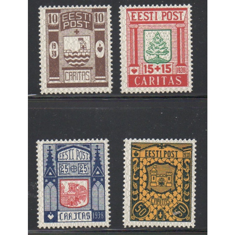 Estonia Sc  B36-39 1938 Coats of Arms stamp set mint NH