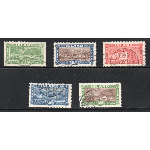 Iceland Sc 144-48 1925 handling Mail stamp set used