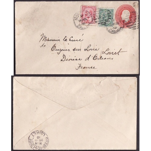 Canada-cover #10169-1c+2c Edwards uprating a 2c Edward stationery to France