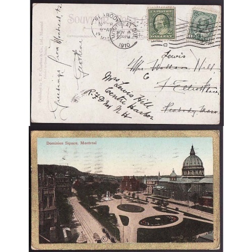 Canada-cover #10185-1c Edward-p/c-USA -re-addressed,re-mailed from Peabody