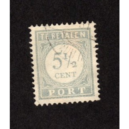 NETHERLANDS USED 5 1/2 POSTAGE DUE STAMP SCOTT # J52 VF