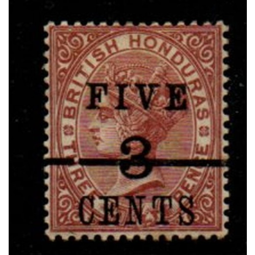 British Honduras Sc 35 1891 5c on 3 c on 3d Victoria stamp mint