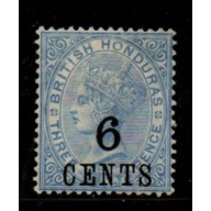 British Honduras Sc 36 1891 6 c on 3d Victoria stamp mint