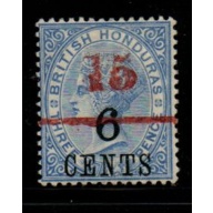British Honduras Sc 37 1891 15 c on 6 c on 3d Victoria stamp mint