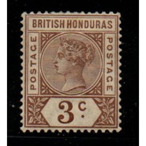 British Honduras Sc 40 1891 3c brown Victoria stamp mint