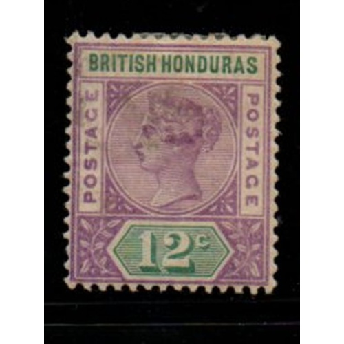 British Honduras Sc 44 1891 12c violet & green Victoria stamp mint