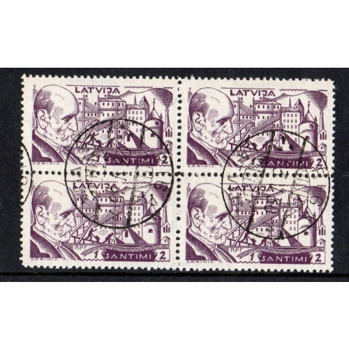 Latvia  Sc B66 1930 Rainis stamp block of 4 used