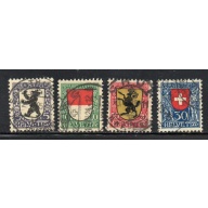 Switzerland Sc B29-32 1924 Pro Juventute Coats of Arms stamp set used