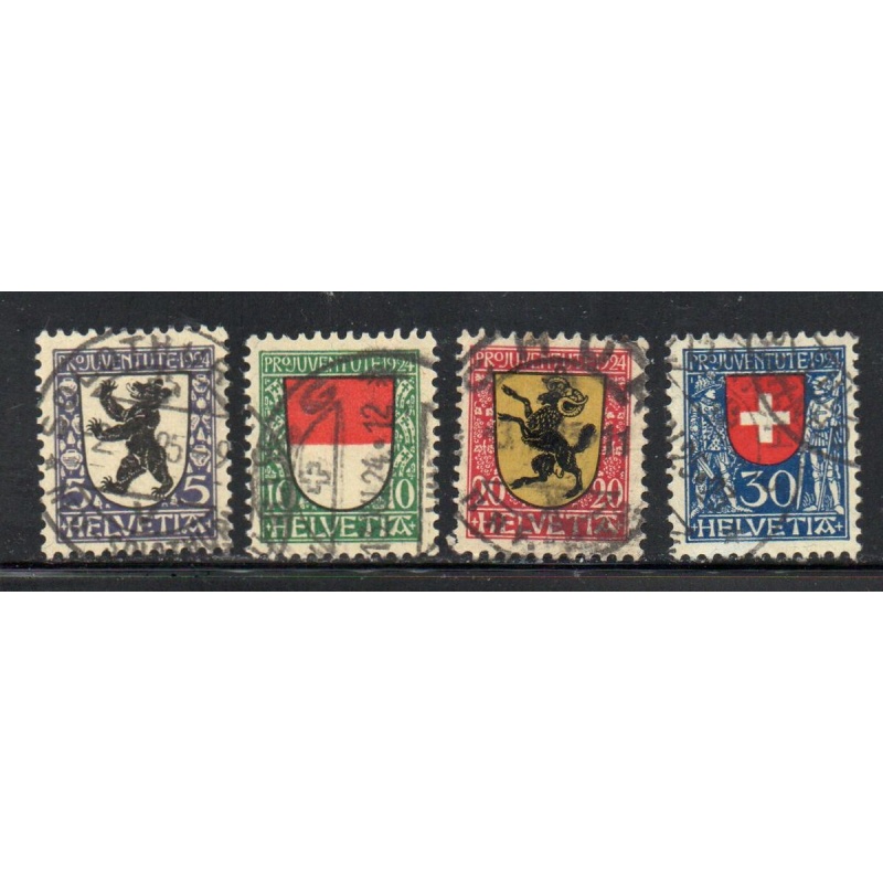 Switzerland Sc B29-32 1924 Pro Juventute Coats of Arms stamp set used
