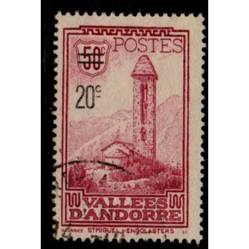 Andorra (Fr) Sc 64 1935 20c ovpt on 50 c stamp used