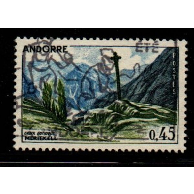 Andorra (Fr) Sc 149 1961 45c Gothic Cross stamp used