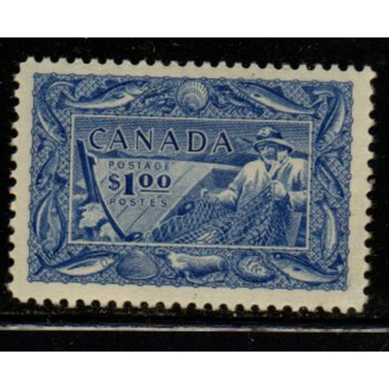 Canada Sc 302 1951 $1 Fishing Industry stamp mint